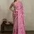 Pink printed satin saree