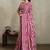 Pink printed satin saree