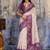 Cotton blend cream & plum saree