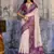 Cotton blend cream & plum saree