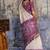 Cotton blend cream & plum saree