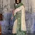 Cotton blend cream & olive green saree