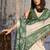 Cotton blend cream & olive green saree