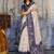 Cotton blend cream & navy blue saree