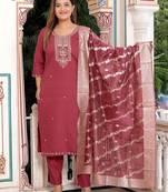 Maroon women kurta pant dupatta set