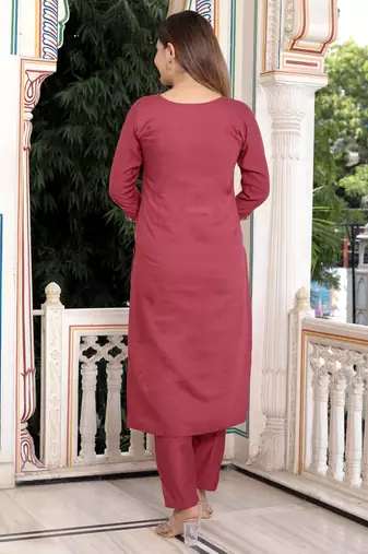 Maroon women kurta pant dupatta set
