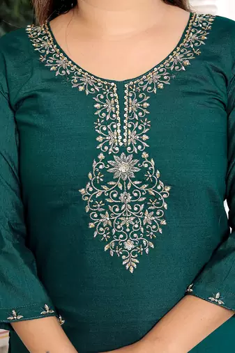 Green women kurta pant dupatta set