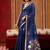 navy blue art silk woven work saree