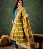 Blue women kurta pant dupatta set