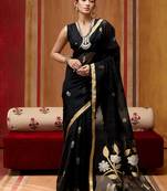 black art silk woven work saree