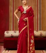 red art silk woven work saree