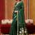 dark green art silk woven work saree