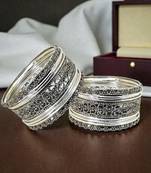 Silver oxidised set of 18 cutwork pattern bangle set