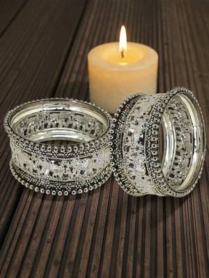 Set of 10 silver oxidised elephant motif bangles 1