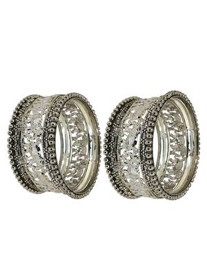 Set of 10 silver oxidised elephant motif bangles 4