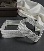 Set of 24 silver plated square shimmer bangle set