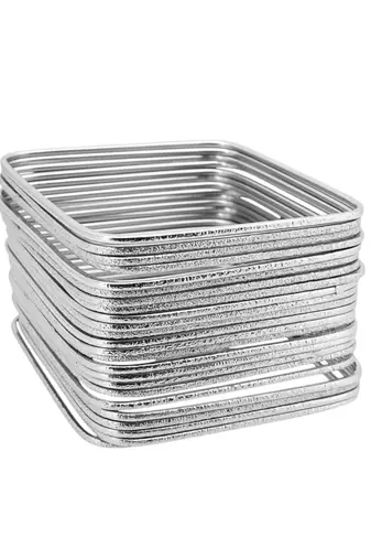 Set of 24 silver plated square shimmer bangle set