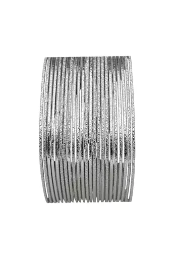 Set of 24 silver plated square shimmer bangle set