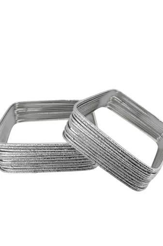 Set of 24 silver plated square shimmer bangle set