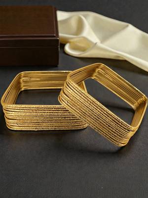 Set of 24 gold plated square shimmer bangle set 1