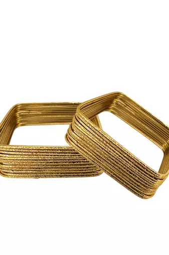 Set of 24 gold plated square shimmer bangle set