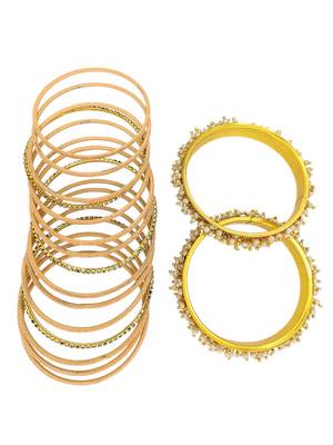 Set of 17 gold plated cz peach velvet chuda set 4