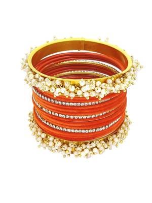Set of 17 gold plated cz orange velvet chuda set 2