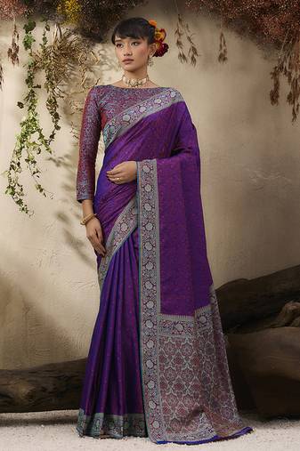 purple woven kanjivaram art silk saree