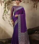 purple woven kanjivaram art silk saree