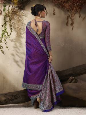 purple woven kanjivaram art silk blend saree 3