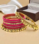 Set of 13 gold plated ghungroo rani velvet chuda set