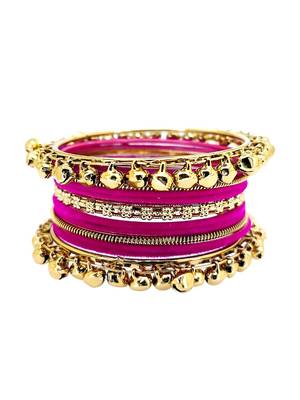 Set of 13 gold plated ghungroo rani velvet chuda set 3