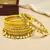 Set of 13 gold plated ghungroo yellow velvet chuda set