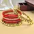 Set of 13 gold plated ghungroo red velvet chuda set