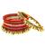 Set of 13 gold plated ghungroo red velvet chuda set