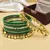 Set of 13 gold plated ghungroo green velvet chuda set