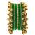 Set of 13 gold plated ghungroo green velvet chuda set