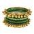 Set of 13 gold plated ghungroo green velvet chuda set