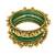 Set of 13 gold plated ghungroo green velvet chuda set