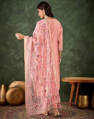 Pink women kurta pant dupatta set 2