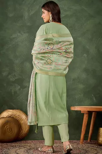 Green women kurta pant dupatta set
