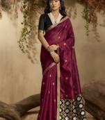 tussar art silk woven work saree in maroon