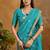 aqua blue tussar art silk woven work saree