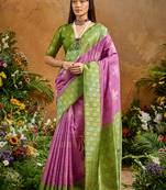 woven work art silk lilac saree
