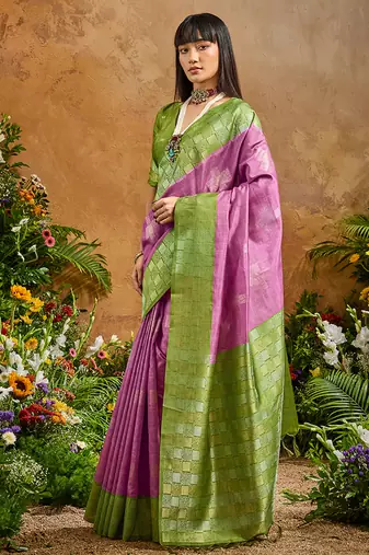 woven work art silk blend lilac saree