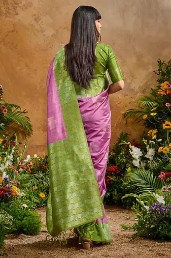 woven work art silk blend lilac saree