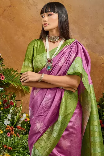 woven work art silk blend lilac saree