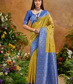 woven work art silk mustard saree