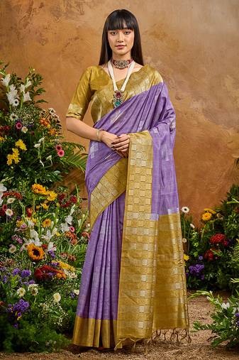 woven work art silk lavender saree