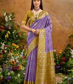 woven work art silk lavender saree